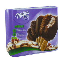 Milka Mini bâtonnets chocolat/vanille, chocolat/vanille/noisettes les 6 bâtonnets de 50 ml