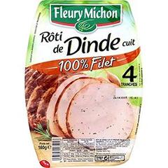 Fleury Michon rôti de dinde cuit 100% filet 4 tranches 240g