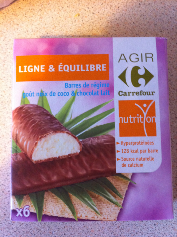 Barres chocolatées hyperprotéinées noix de coco Carrefour