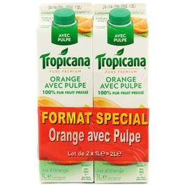 Tropicana pure premium orange avec pulpe 2x1l