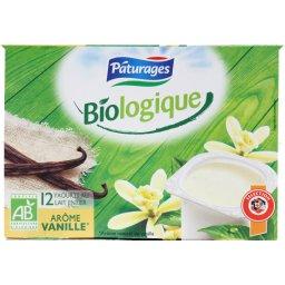Yaourts biologiques sucres et aromatises a la vanille, au lait entier, 12 x 125g, 1,5Kg