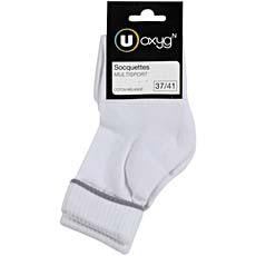 Socquettes U OXYGN, taille 37/41, raye blanc et gris