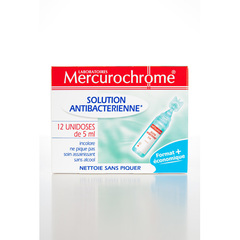 Solution anti-bacterienne MERCUROCHROME,12 unidoses de 5ml