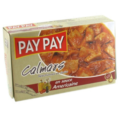 Pay pay, Calamars en sauce americaine, la boite de 115 gr
