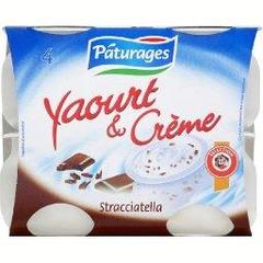 Yaourt & creme stracciatella, yaourt au lait entier, a la creme et aux copeaux de chocolat, 4 x 125g,500g