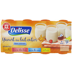 Yaourt au lait entier Delisse Aromatise panache 8x125g