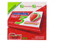 Fruity Fresh Chewing-gum fraise pomme verte, framboise, les 2 paquets de 33g