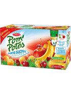 Pom'Potes sans sucre ajouté pomme/mirabelle/cerise/banane MATERNE, 12unités de 90g