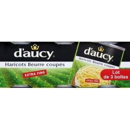 Haricots beurre extra-fins D'Aucy boites 3x1/4 soit 330g