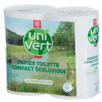 Papier toilette Uni Vert blanc x4