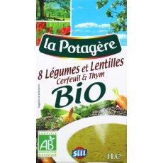 Potage bio aux 8 legumes et lentilles LA POTAGERE, 1l