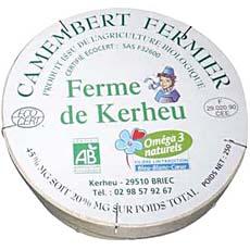 Camembert fermier bio au lait pasteurise LA FERME DE KERHEU, 45%MG, 250g