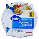 Auchan baby repas du midi legume riz cabillaud 200g des8mois