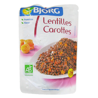 Lentilles bio cuisinees aux carottes BJORG, 250g