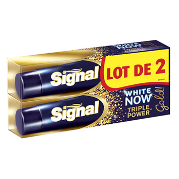 Dentifrice Signal White Now Gold triple power tube 2x50ml