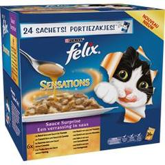 Purina Felix - Pâtée pour chats effilés Sensations Sauce Surprise les 24 sachets de 100 g