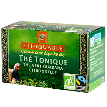 Ethiquable, The tonique, the vert, citronnelle, guarana, x20 sachets, la boite,36g