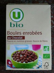 Boules enrobees au chocolat U Bio etui 375g