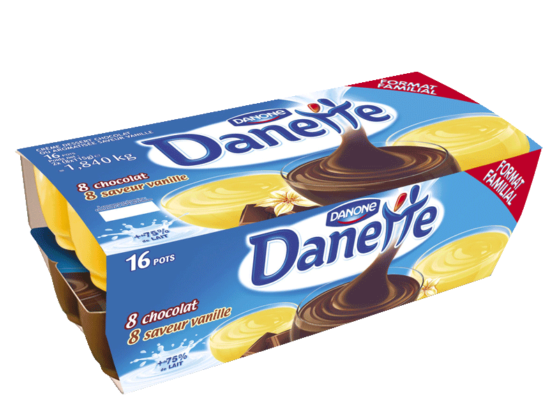 Creme dessert Danone Danette Chocolat vanille 16x115g