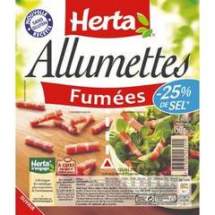 Herta, Allumettes fumees sel reduit sans gluten, les 2 barquettes de 75 g