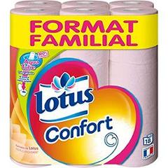 Lotus confort papier toilette rose aquatube x18 familial