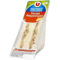 Sandwich pur mie poulet-mayonnaise U, 140g