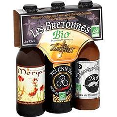 Lancelot, Bieres bretonnes BIO Blanche Hermine/Duchesse Anne/Telenn Du, les 3 bouteilles de 33 cl