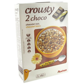 Auchan crousty 2 chocolats 500g