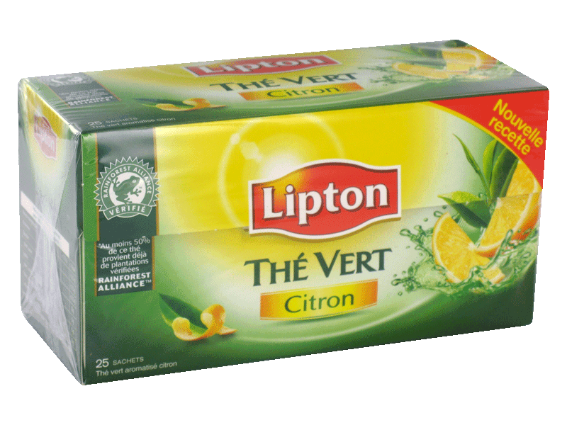 Lipton, The vert aromatise citron, les 25 sachets - 32,5 g