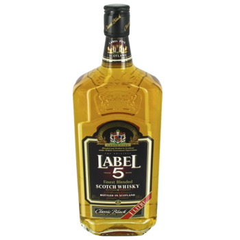 label 5 classic black,whisky 40° vol,1l