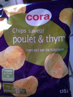 Cora chips saveur poulet et thym 135 g