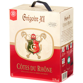 Vin rouge AOC Cote du Rhone Bag in Box 3l