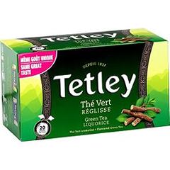 Tetley boite 20 sachets tir press the vert reglisse