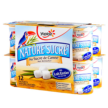 Yoplait, Yaourts nature sucres au sucre de canne au lait entier, les 12 pots de 125g