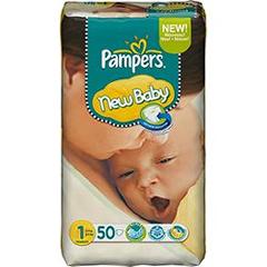 Couches New Naby Newborn PAMPERS, taille 1, 2 a 5kg, 50 unites