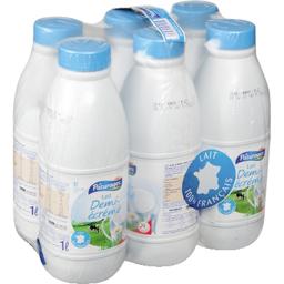 Paturages, Le lait, lait sterilise UHT demi-ecreme, le pack de 6 bouteilles x 1l soit 6l
