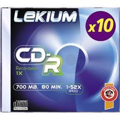 Lekium, Cdr 700mb 52x slim, le pack de 10