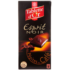 Chocolat Tablette d'Or Esprit Noir pepites de cafe 100g