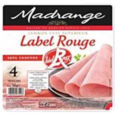 Madrange, Jambon cuit superieur Label Rouge sans couenne, la barquette de 4 tranches - 160 g