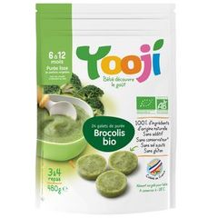 Puree de brocolis bio pour bebe YOOJI, des 6 mois, 24 galets, 480g