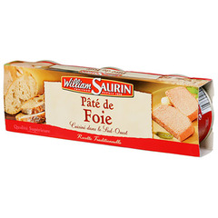 Pate de foie pur porc WILLIAM SAURIN, 3x78g