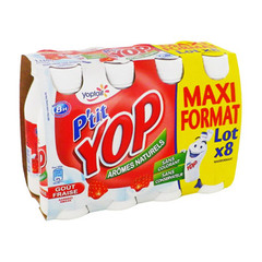 yaourts à boire p'tit yop fraise 8x180g
