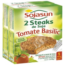 Sojasun Steaks de soja tomate-basilic + sauce végétale tomate le lot de 2 boites de 2 steaks de 100 g
