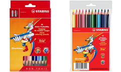 Stabilo, Crayons de couleur de coloriage trio , la pochette souple accrochable de 12 crayons