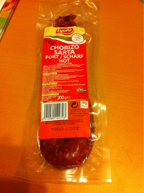 Chorizo Sarta fort Sans gluten. Sans colorant.