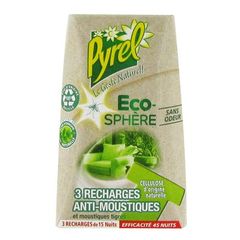 Eco-Sphere - Recharges Anti-Moustiques et Moustiques tigres - 3 recharges Sans odeur - Contient un actif d'origine 100% naturel