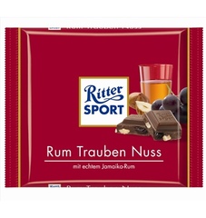 Tablette de chocolat aux lait, rhum, raisins et noisettes Ritter Sport