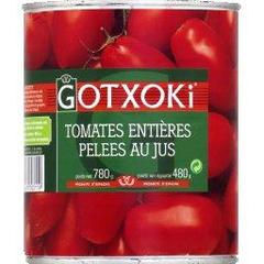 Gotxoki, Tomates entieres pelees au jus, la boite de 780g