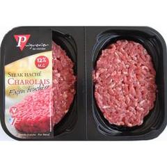 Puigrenier, Steak haché charolais façon bouchère 12% MG, les 2 hachés de 125 g