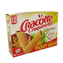 Cracotte Craquinette chocolat, batonnets de cereales fourrage au chocolat, Le paquet de 24 craquinettes - 400g